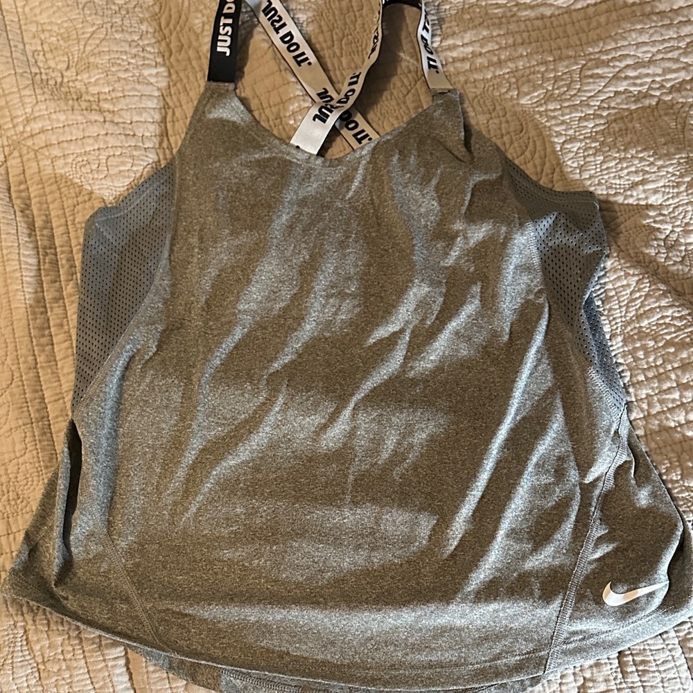 Nike Heather Gray Tank with Logo Straps